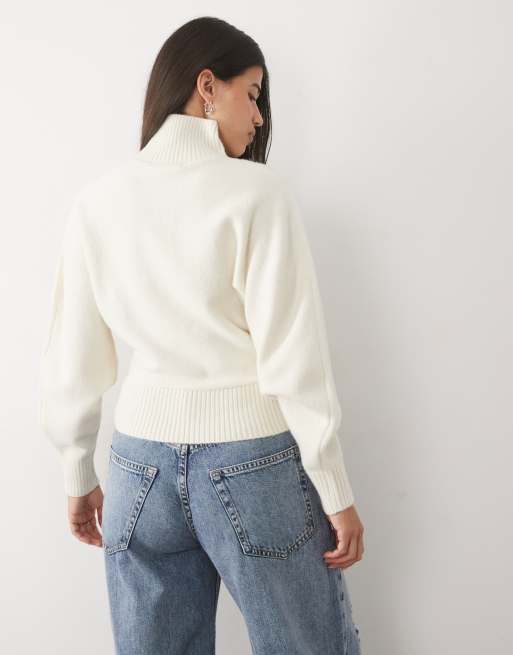 Gina Tricot pull à col cheminée en blanc cassé, 4 de 4