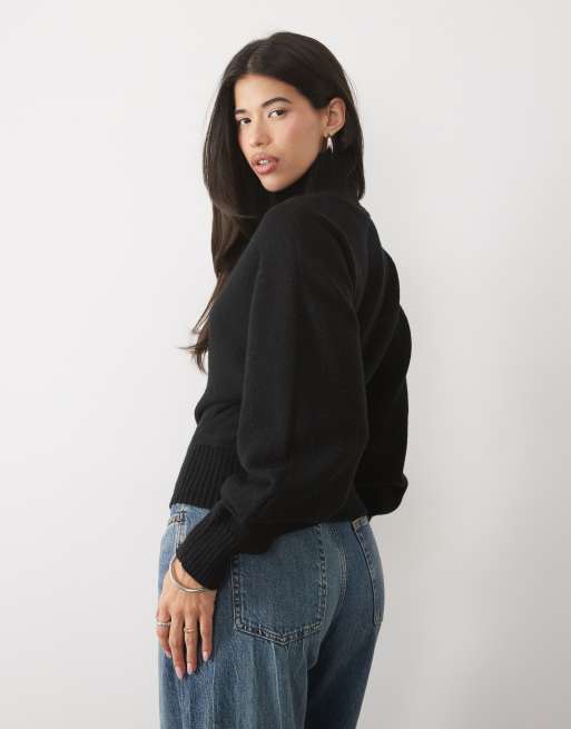 Gina Tricot pull à col cheminée noir, 3 de 4