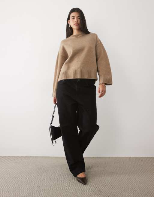 Gina Tricot pull en maille à col rond et manches larges beige, 2 de 4