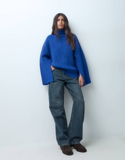 Gina Tricot pull en maille à col roulé bleu, 4 de 5