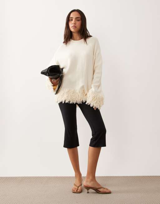Gina Tricot - Pull en maille à franges - Crème, 3 de 4
