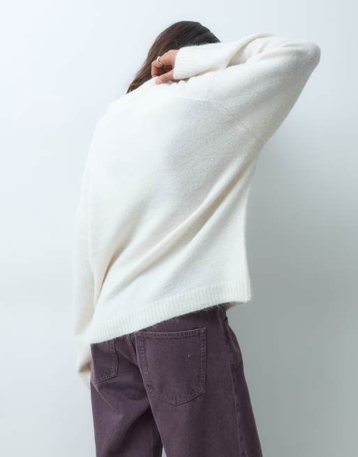Gina Tricot pull en maille ras du cou crème, 3 de 5