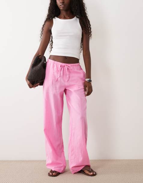 Gina Tricot Pull-on-Hose aus Leinenmix mit Taschen in Pink - view 1
