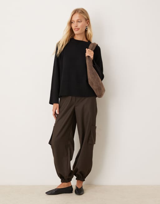 Gina Tricot - Pull oversize en maille à col rond - Noir, 2 de 4