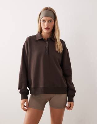 Gina Tricot - Pullover in Braun mit Polokragen, Kombiteil-Brown