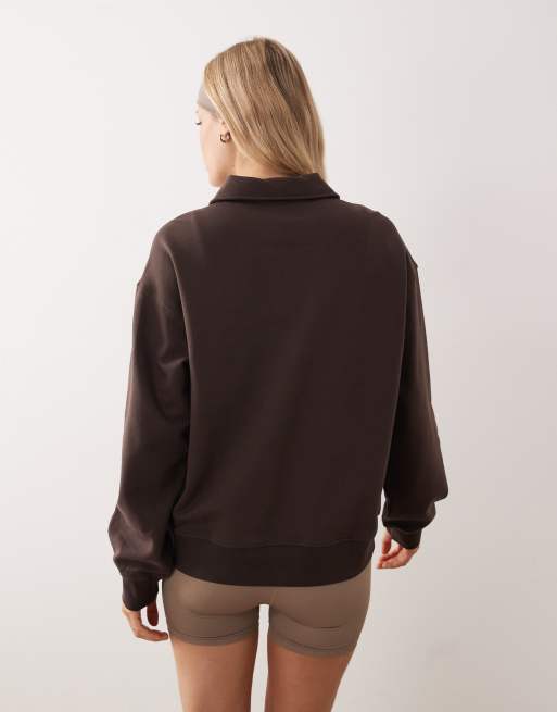 Gina Tricot – Pullover in Braun mit Polokragen, Kombiteil, 4 von 4