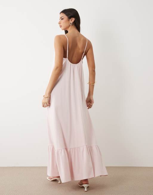 flowy long pink dress Women Long Flowy Evening Dress with Short Sleeve main image 0