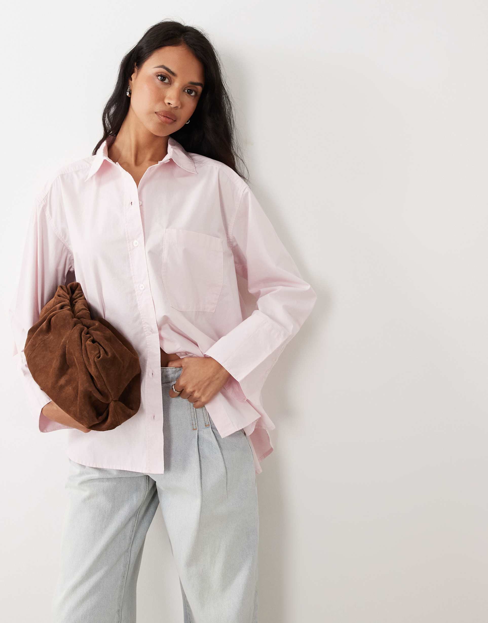 gina tricot pure cotton oversized shirt in light pink