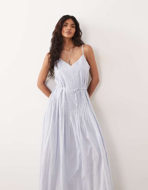 light cotton maxi dress Wandering Polka Dot (White/Black) with a high halter neckline and adjustable shoulder ties for an elegantly elevated finish on casual daywear Olivia 100% Cotton Maxi Dress