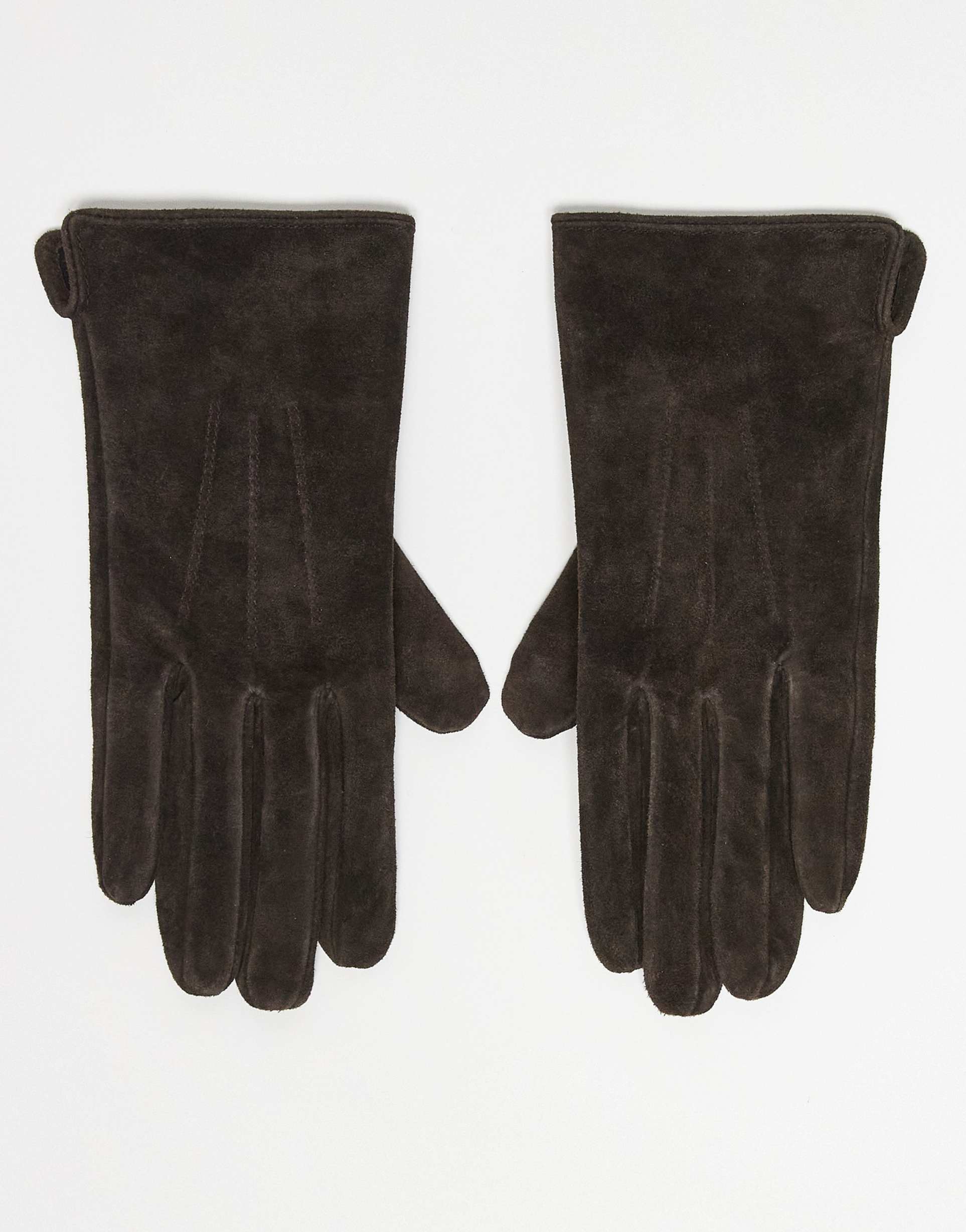 gina tricot pure suede leather gloves in dark brown