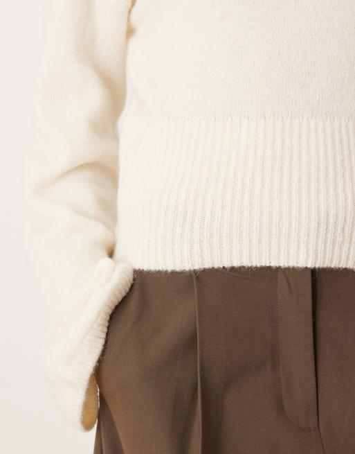 Gina Tricot - Råhvid strikket sweater med brede ærmer, 3 af 4