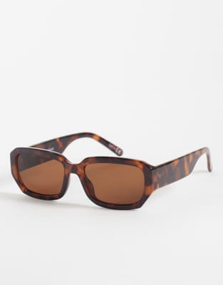 Gina Tricot Rectangular Sunglasses In Brown