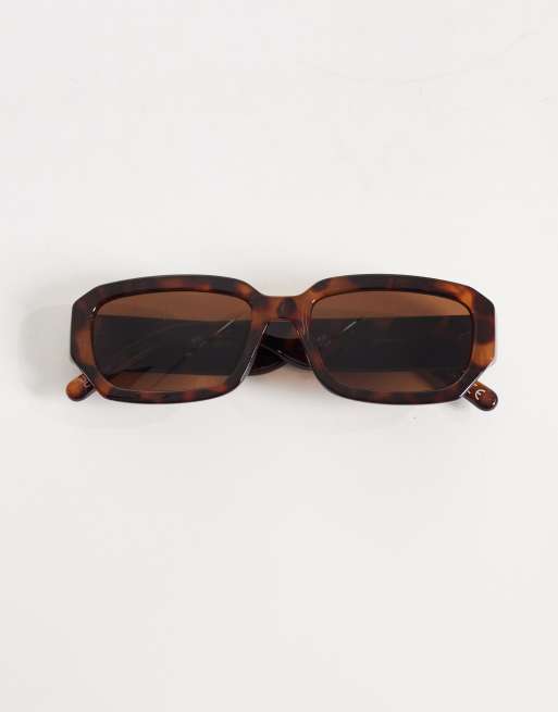 Gina Tricot rectangular sunglasses in brown tortoise print, 3 of 3