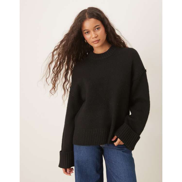 POPPY KURUKURU RIBBON LOOSE KNIT 黒 Kurukuru ribbon loose knit (black)