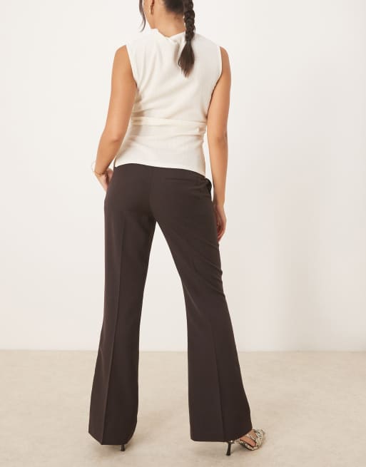 Gina Tricot relaxed fit bootcut tailored trousers in brown, 5 of 5