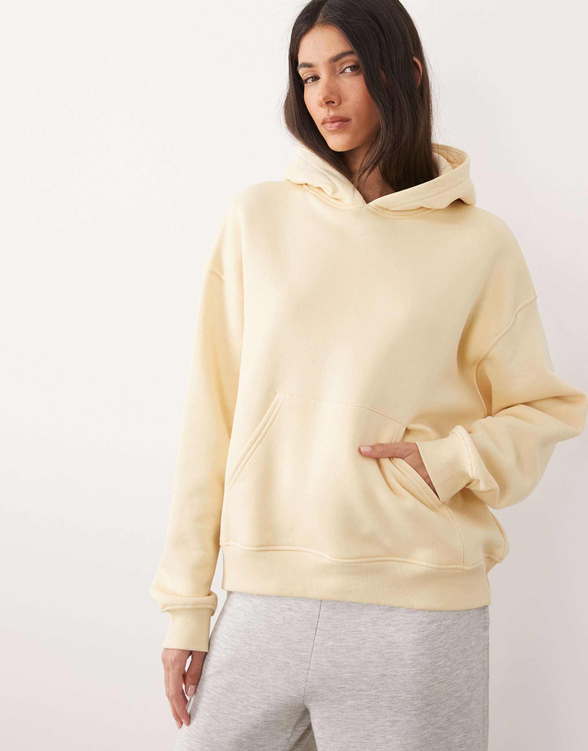 gina tricot relaxed fit hoodie in butter yellow