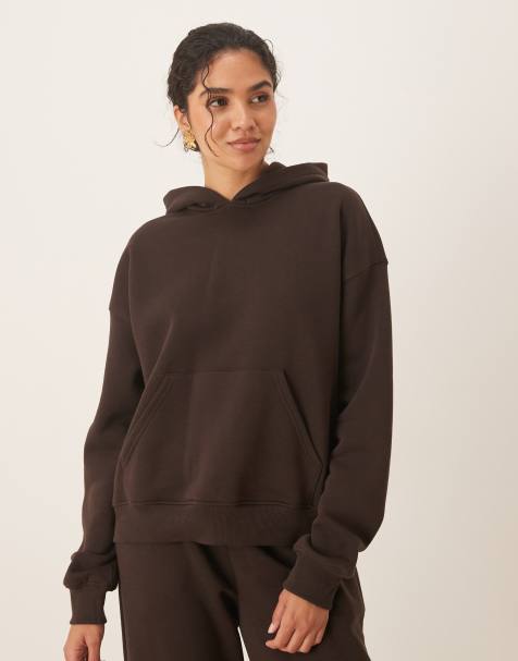 Gina Tricot co-ord relaxed fit set in dark brown mole - view 1
