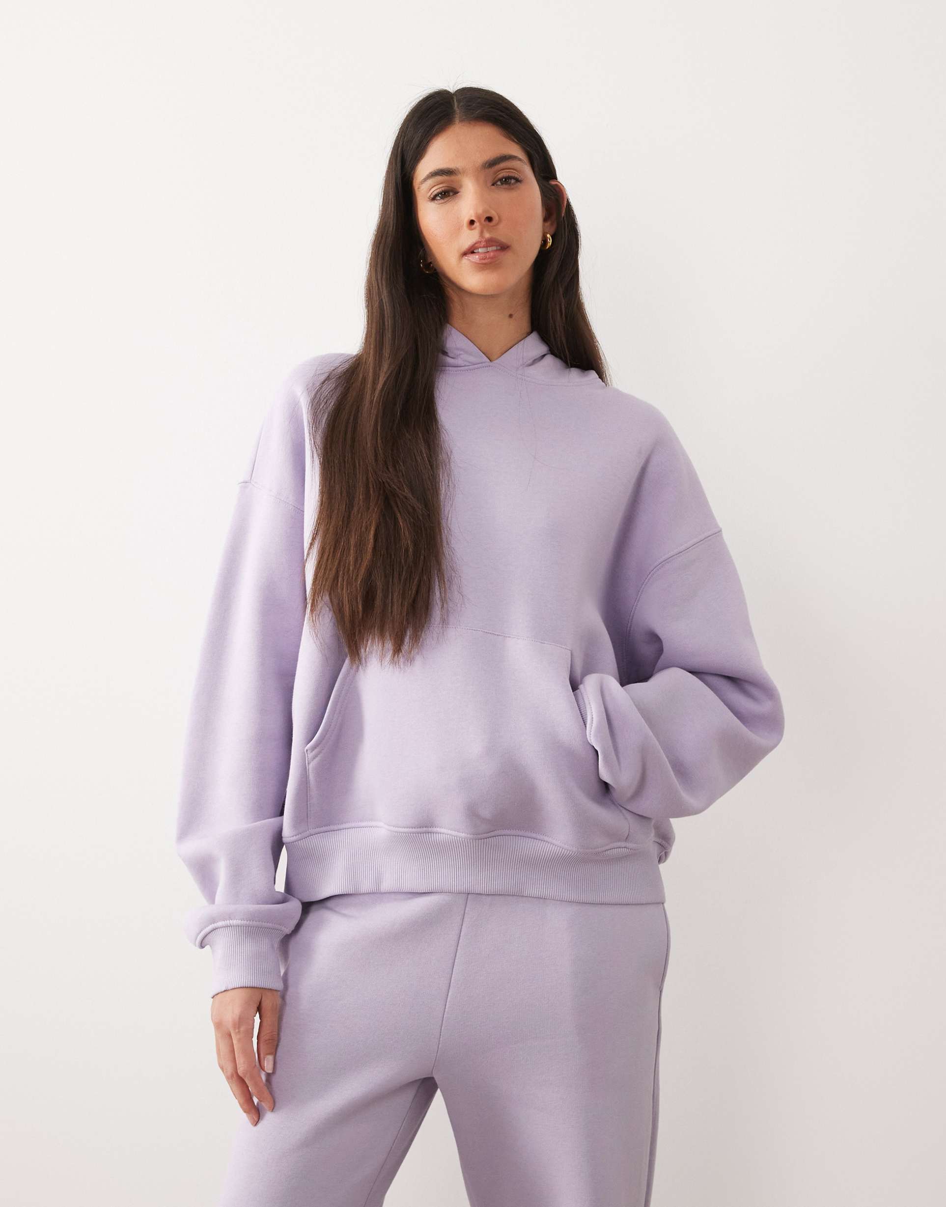 gina tricot relaxed fit hoodie in lavendar purple - part of a set