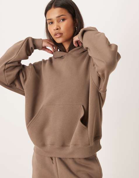 Gina Tricot – Relaxed-Fit-Kapuzenpullover in Braun, Kombiteil - view 1