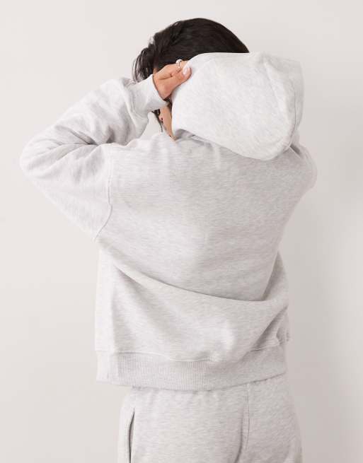 Gina Tricot – Relaxed-Fit-Kapuzenpullover in Hellgrau meliert, Kombiteil, 4 von 4