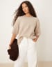 ASOS DESIGN linen look pull on pants in mocha brown