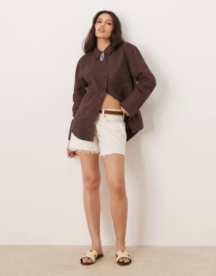 GINA TRICOT RELAXED FIT LONG SLEEVE LINEN SHIRT 