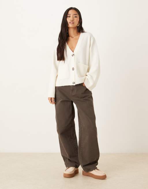 Gina Tricot – Relaxed-Fit-Strickjacke in Creme mit Taschen, 3 von 4
