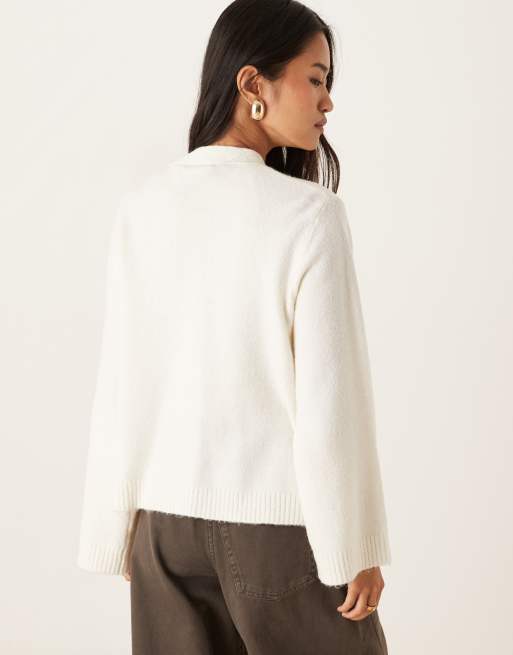 Gina Tricot – Relaxed-Fit-Strickjacke in Creme mit Taschen, 4 von 4
