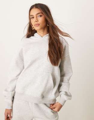 relaxed hoodie in light gray melange