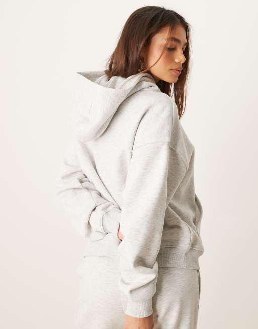 Gina Tricot relaxed hoodie in light grey melange ASOS