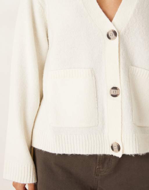 Gina Tricot relaxed knit cardigan with pockets in cream