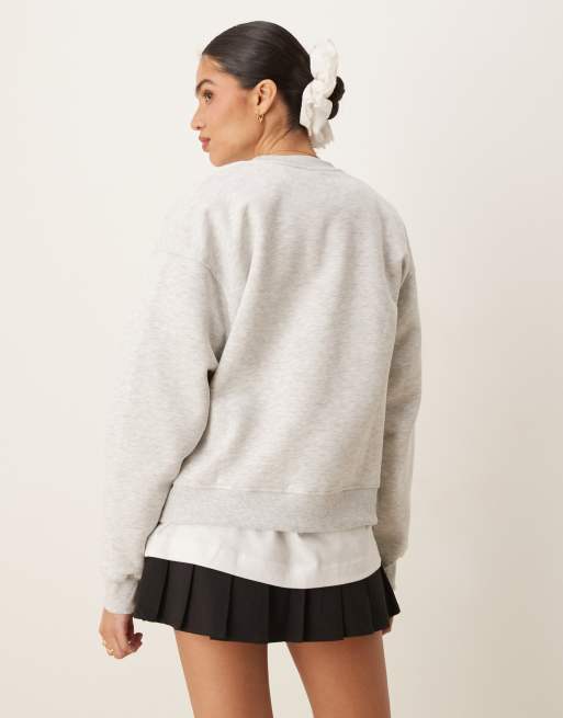 Gina Tricot relaxed sweatshirt in light grey melange, 2 of 4