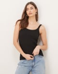 [GINA TRICOT] Gina Tricot rib singlet top in black L Black