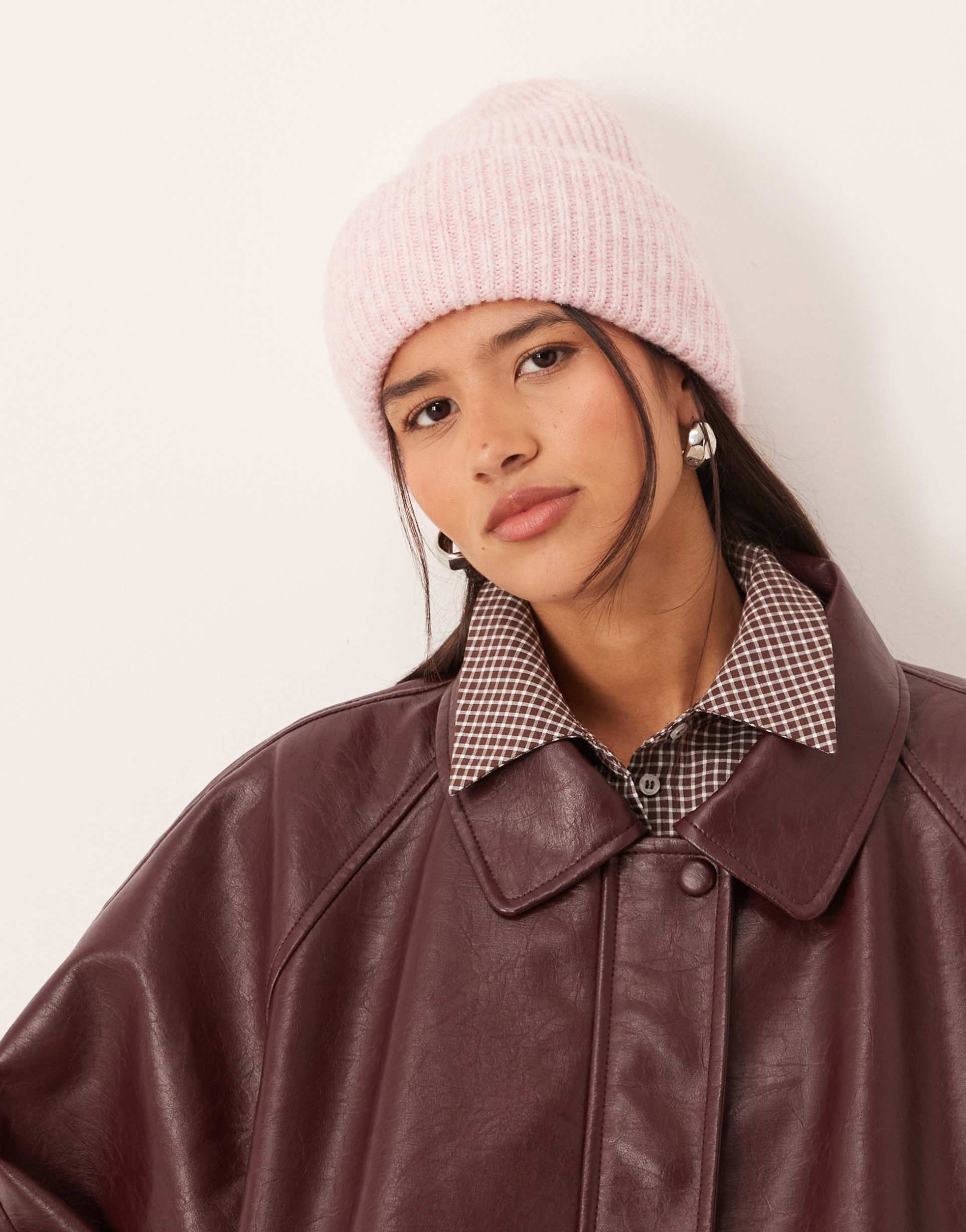 gina tricot ribbed beanie in light pink