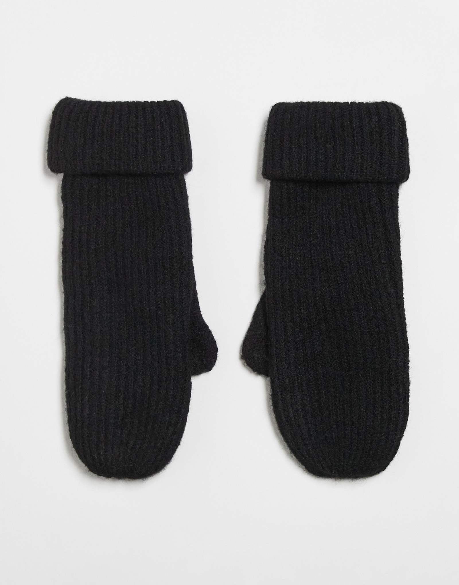 Трикотажные перчатки-варежки Gina в рубчик черного цвета