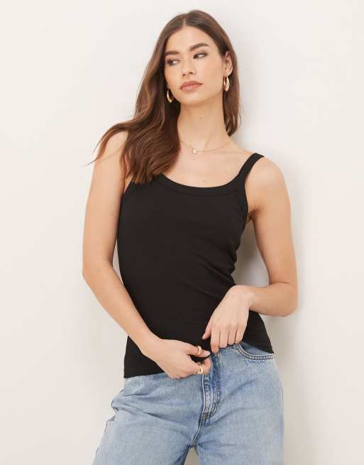 Gina Tricot ribbed tank top in black