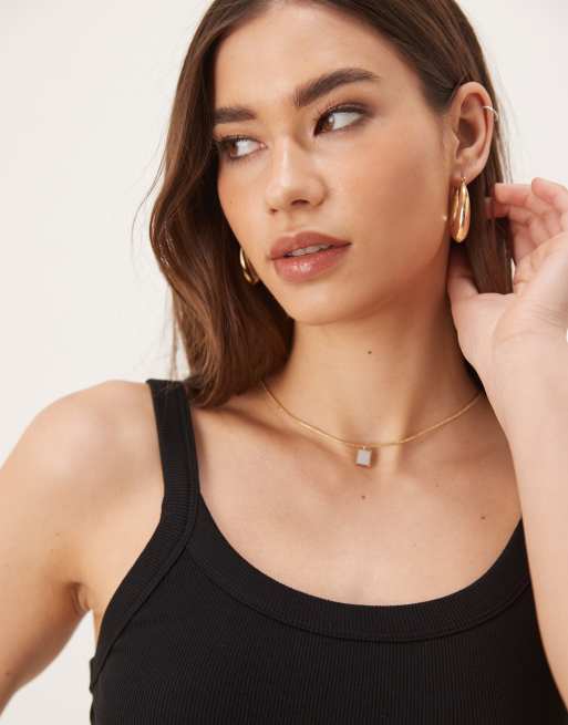 Gina Tricot ribbed tank top in black