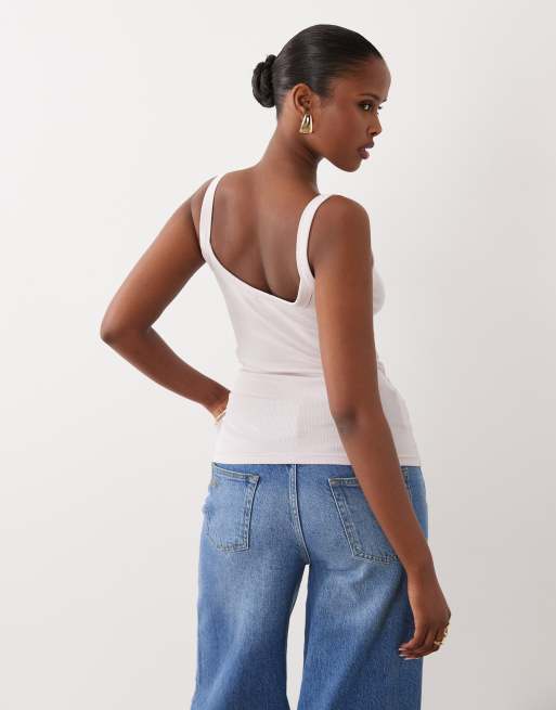 Gina Tricot - Ribstrikket lyslilla basistop, 4 af 4