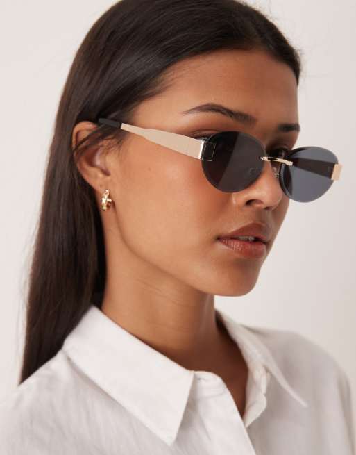 Gina Tricot rimless sunglasses in black and gold , 3 of 3