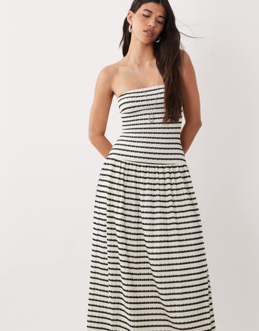 Gina Tricot - Robe bandeau longue à taille basse et rayures - Noir et blanc, 2 de 4