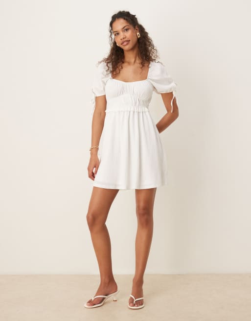 Gina Tricot - Robe courte bouffante à manches courtes - Blanc, 2 de 4