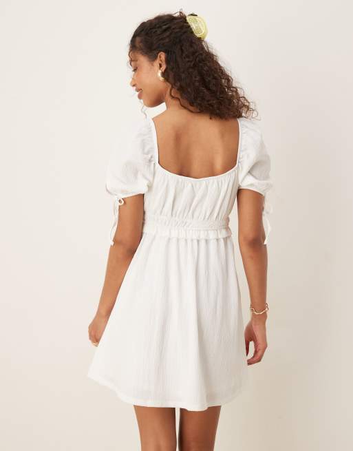 Gina Tricot - Robe courte bouffante à manches courtes - Blanc, 3 de 4