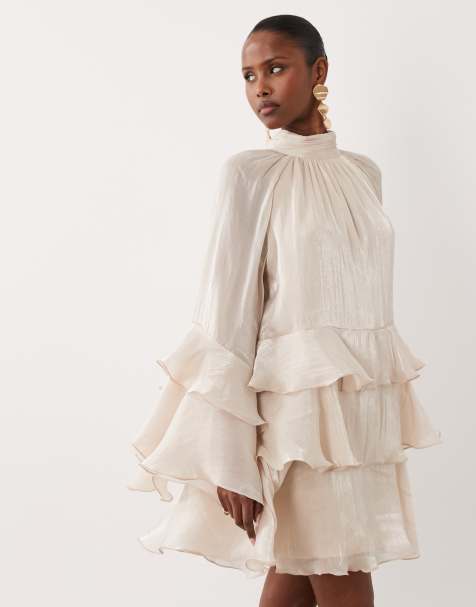 Gina Tricot - Robe courte fluide à volants - Doré clair - view 1