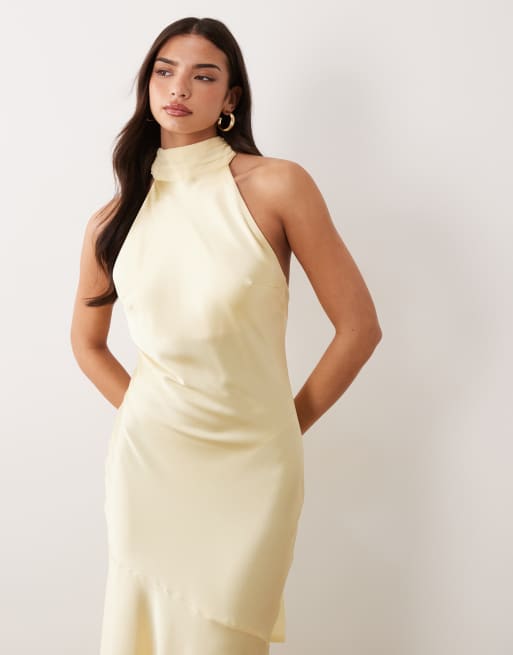 Gina Tricot - Robe longue dos nu à col châle - Jaune beurre, 4 de 4