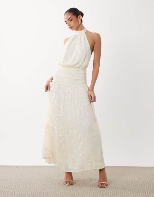 Gina Tricot - Robe longue en broderie anglaise à dos ouvert - Crème, 2 de 4
