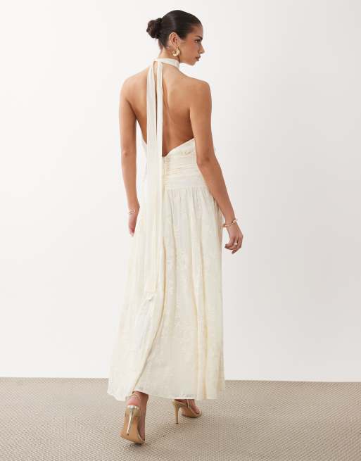 Gina Tricot - Robe longue en broderie anglaise à dos ouvert - Crème, 3 de 4