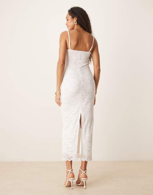 Gina Tricot - Robe longue en dentelle à bonnets préformés et armatures - Blanc, 3 de 4