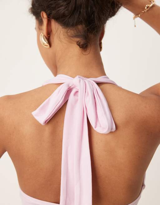 Gina Tricot - Robe longueur mollet dos nu avec liens noués - Rose, 2 de 4