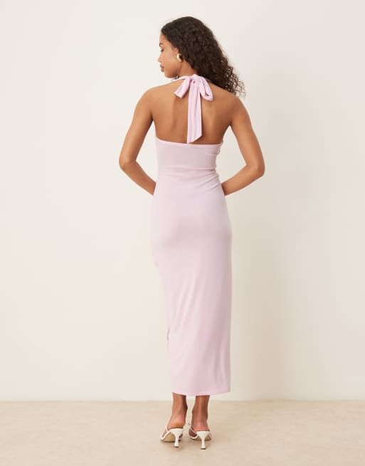 Gina Tricot - Robe longueur mollet dos nu avec liens noués - Rose, 3 de 4
