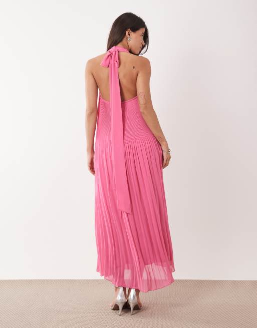 Gina Tricot – Rosa, plisserad maxiklänning med halterneck, 3 av 4